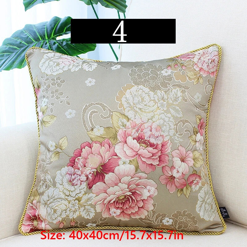 2X Chinese Satin Pillow Case Floral Cushion Covers Sofa Car Bed Home Decor Retro