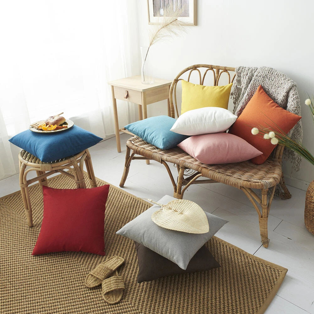 Home Use Sofa Living Room Bedside Back Cushion Cotton Linen Included Solid Color