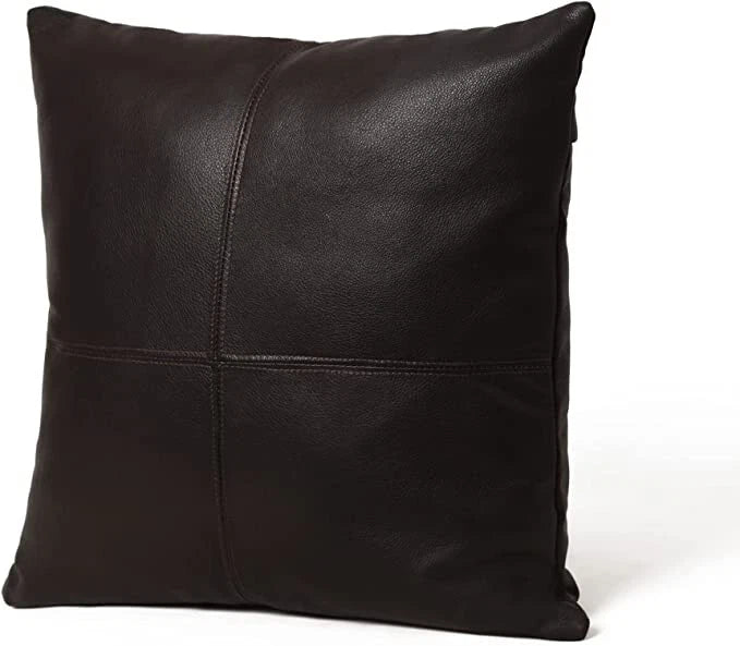 Leather Black Color Cross Lines Throw Pillow Covers for Sofa Couch 18x18 Inch
