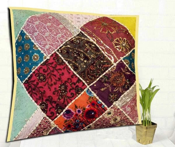 24" Patchwork Cotton Cushion Cover Decorative Throw Pillow Cover For Sofa/Bed