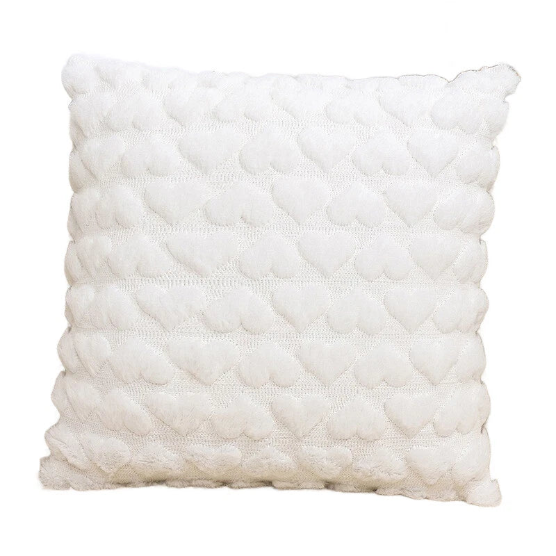 Plush Heart Jacquard Throw Pillow Cover Sofa 45cm Car Seat Back Cushion Case HOT