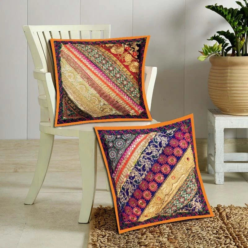 16"-2 Handmade Patchwork Home Sofa Pillow Cushion Covers Living Room Bed Covers