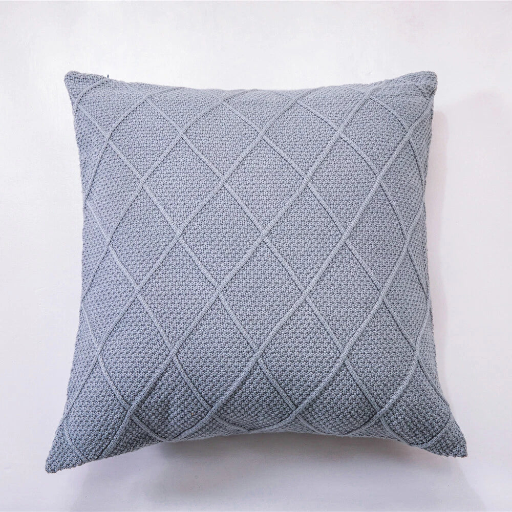 18'' Gray Knitted Sofa Bed Pillow Case Waist Cushion Covers Home Office Decor
