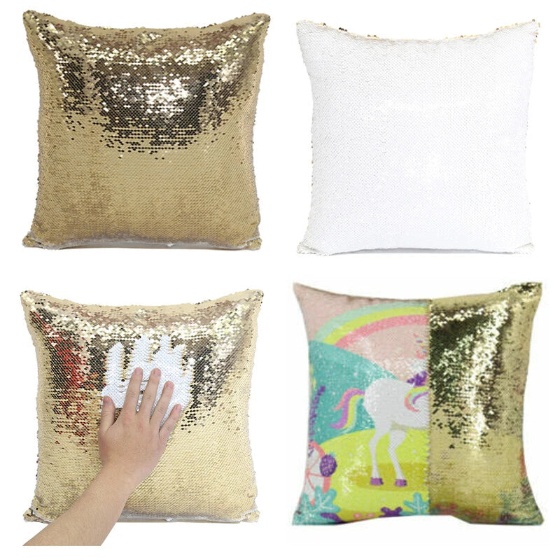 10Pcs Blank Reversible Sequin Pillowcase Home Sofa Car Decor for Sublimation New