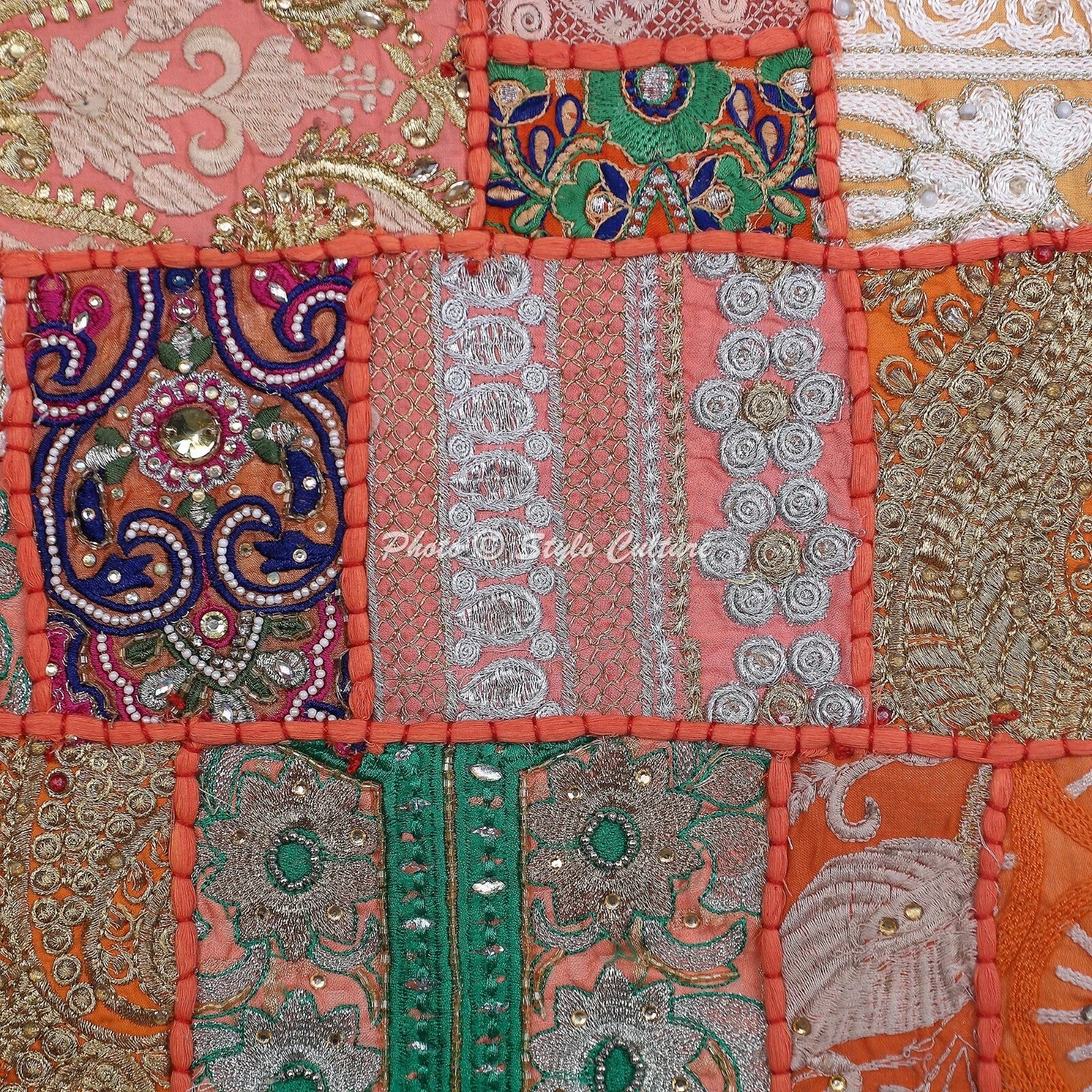 Cushion Cover Pillow Case Vintage Patchwork Traditional Throw Decor Art Yoga