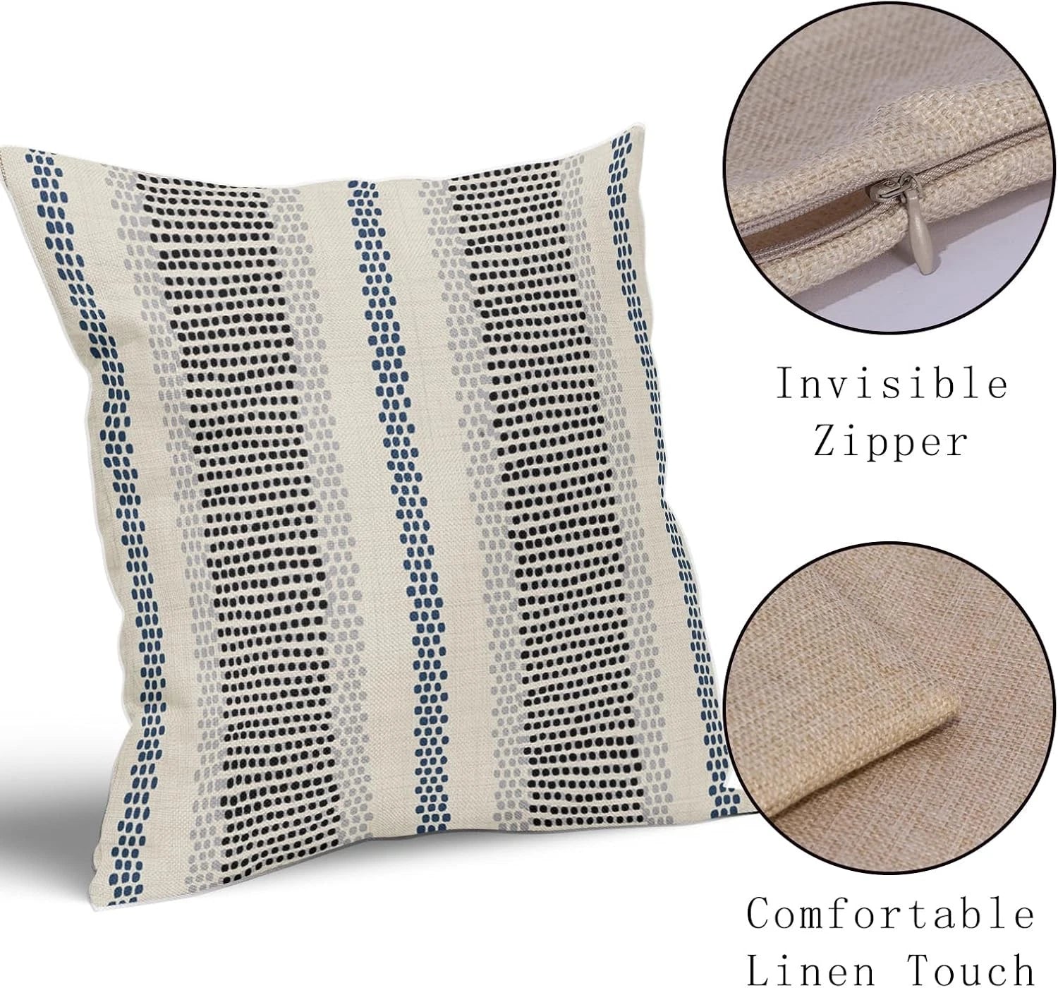 Black Blue Pillowcases, Bohemian Rustic Cushion Covers Decorating Sofa Bed