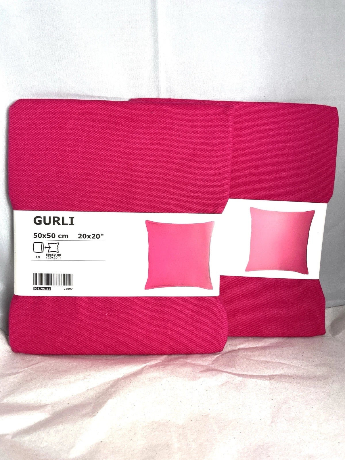 2X IKEA GURLI Cushion Cover 20" x 20" 100% Cotton Bright Pink, Couch Sofa Bed
