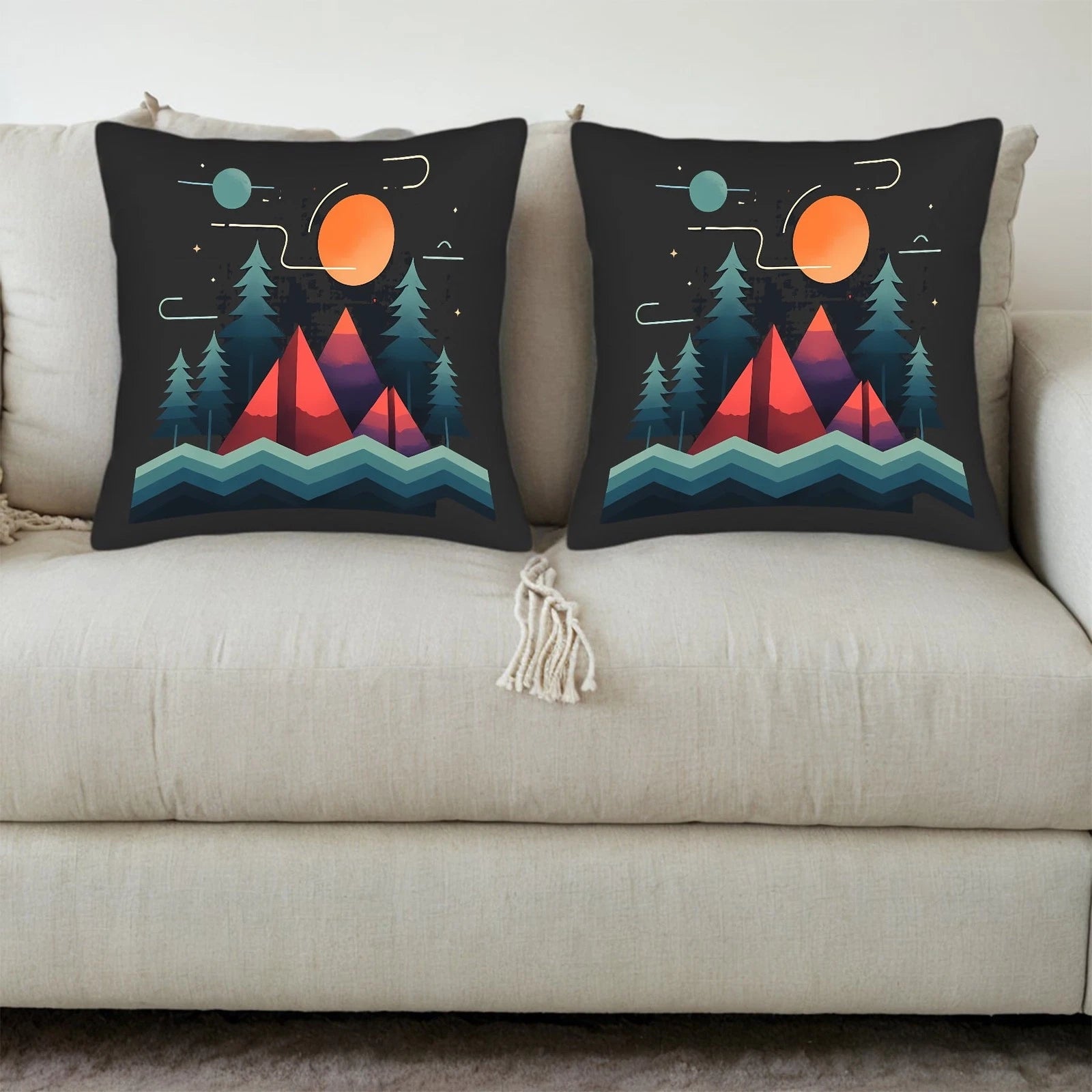 Stylized Night Sky Throw Pillow Covers 18x18in Set of 2 - for Couch Bed Car