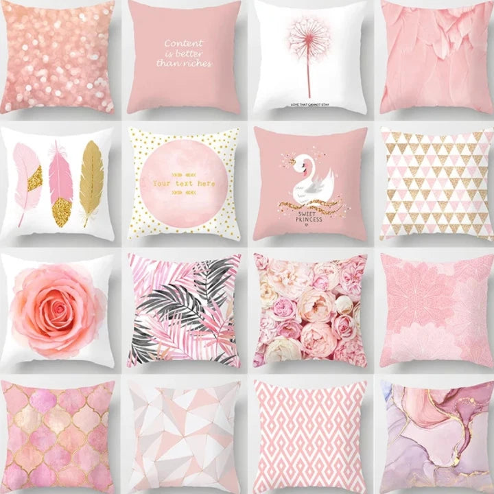 Pink Home Decor Printed Pillow Case Sofa Bed Throw Cushion Cover 18 Style