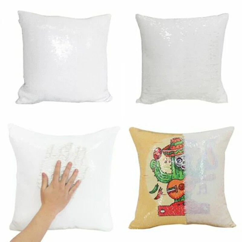 New Sublimation Blank Reversible Sequin Magic Pillowcase Home Sofa Car Decor