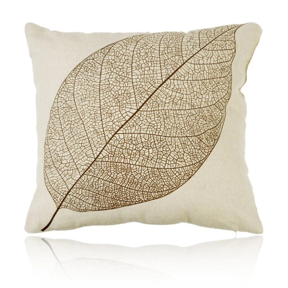 Leaf Decorative Cushion Cover Durable Cotton Linen Sofa Throw Pillow Case