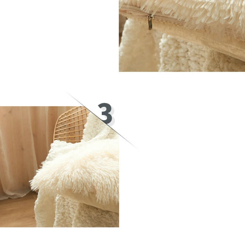 Fluffy Faux Fur Shaggy Pillow Case Plush Cushion Cover Sofa Bed Home Decor 17"