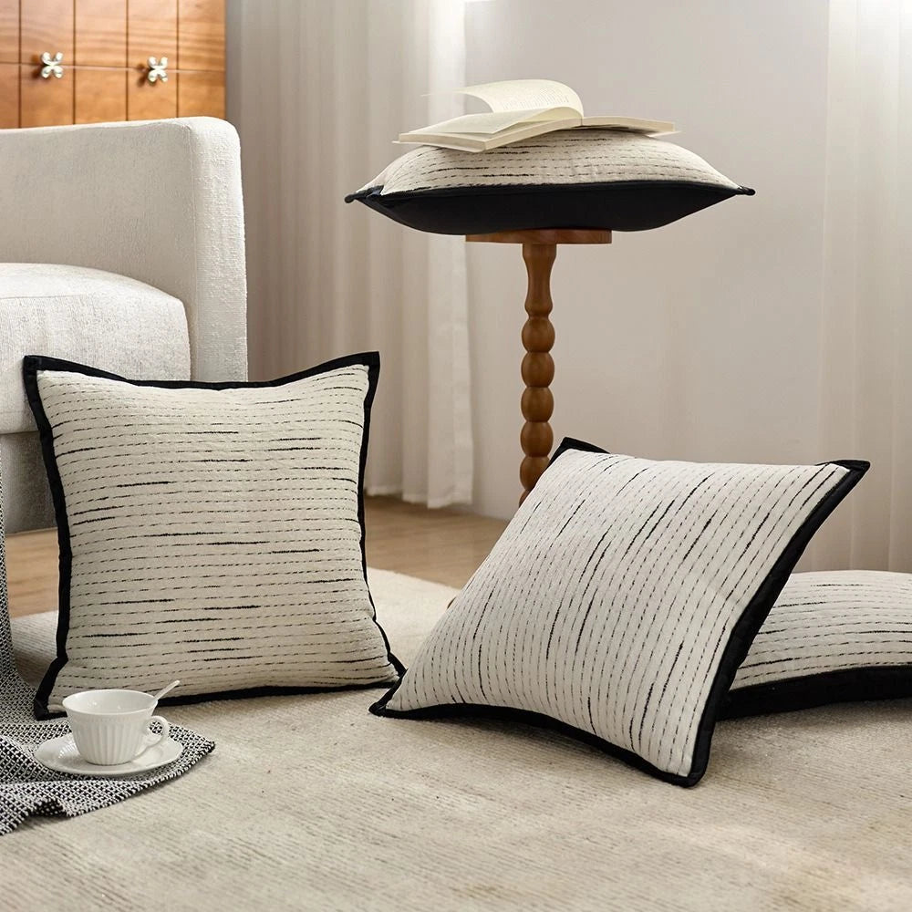 Cushion Cover Striped Jacquard Pillowcase Living Room Sofa With Pillow Covers