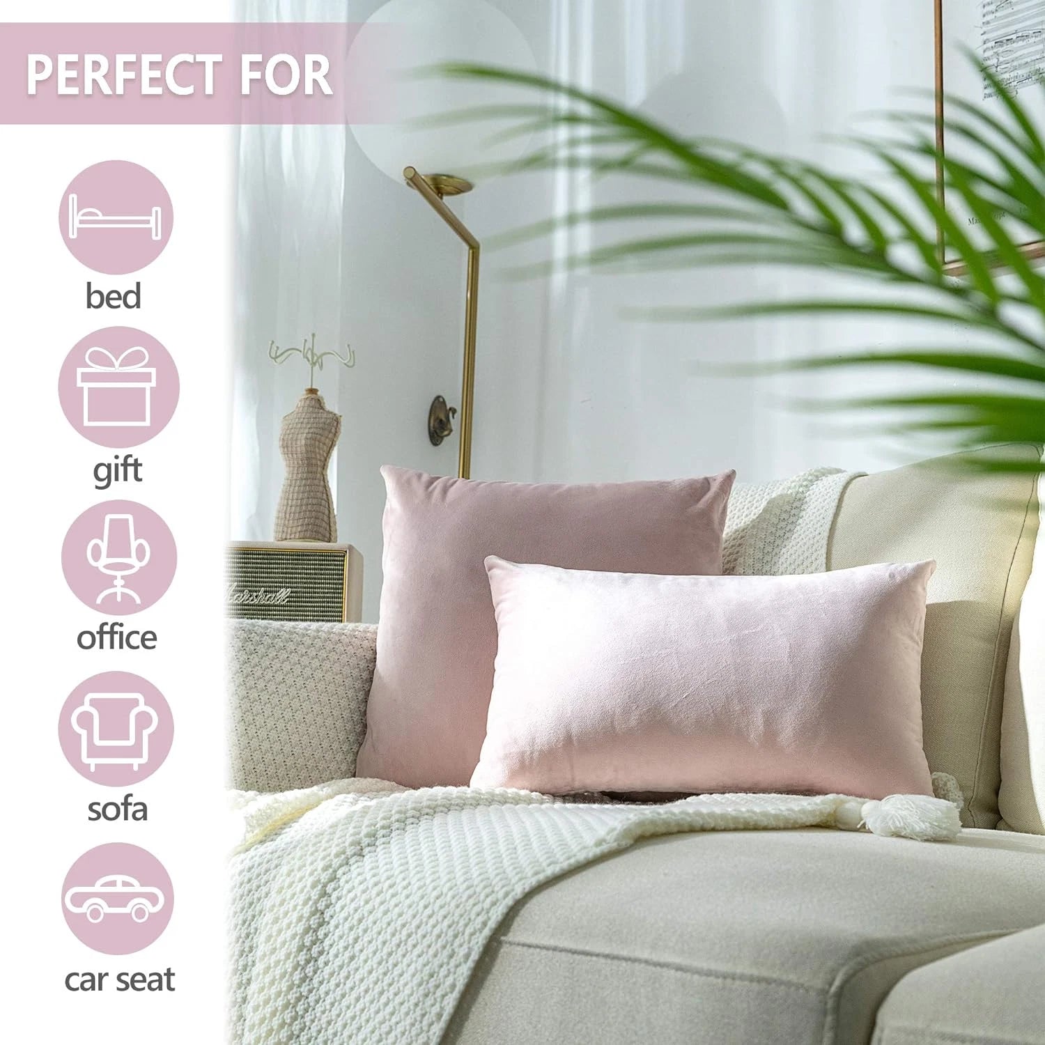 Super Soft Decorative Velvet Cushion Covers for Sofa Couch Bed, 20 X 20 Inch (50