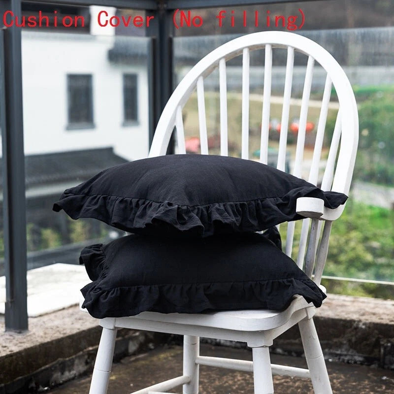 2X Cotton Cushion Cover Home Sofa Bed Living Room Decor Ruffled Solid Soft 45cm