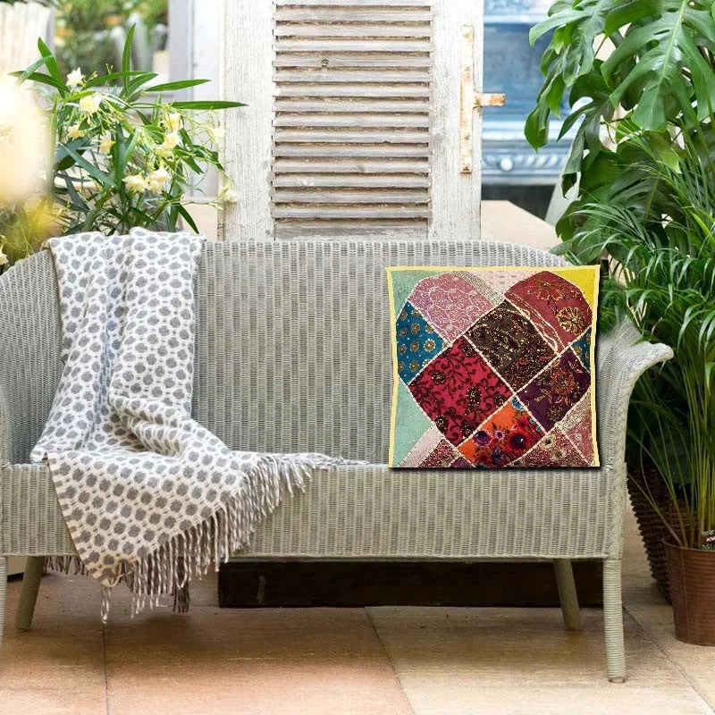 24" Patchwork Cotton Cushion Cover Decorative Throw Pillow Cover For Sofa/Bed