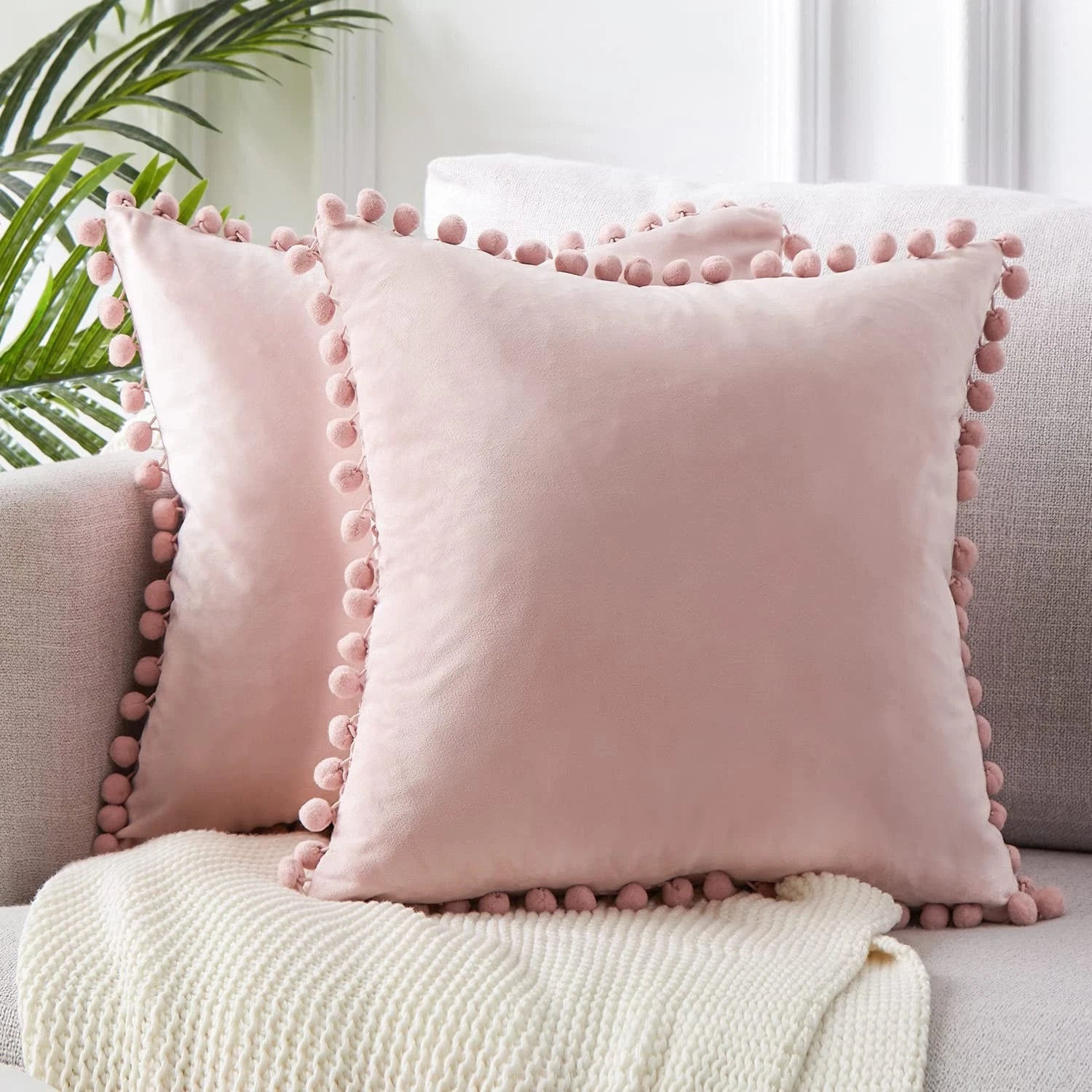 Top Finel Blush Pink Decorative Throw Pillow Covers for Couch Bed 20x20 Soft ...