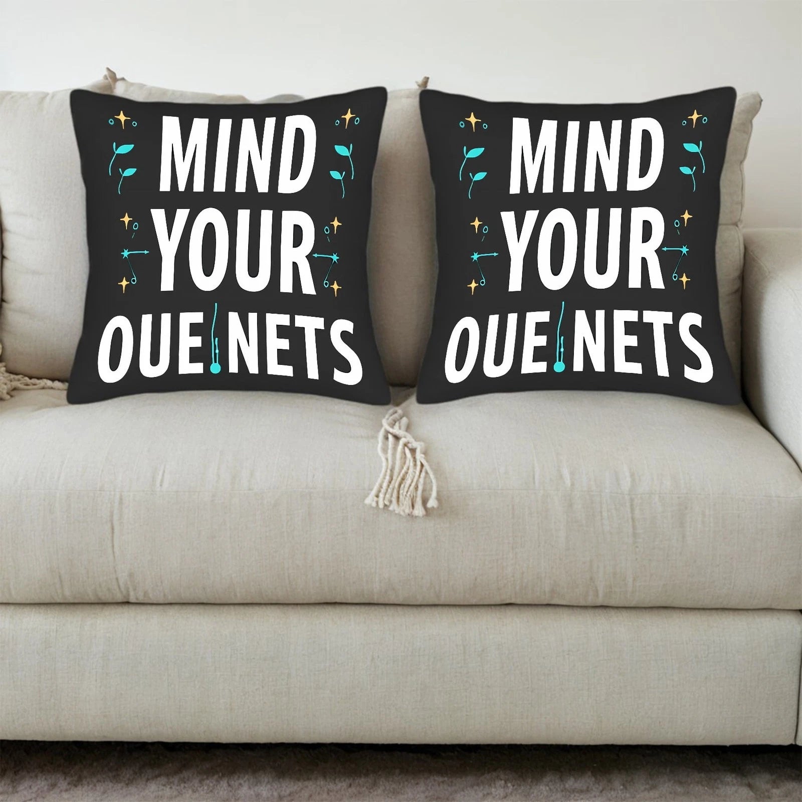 Set of 2 18x18in Throw Pillow Covers - Black Square Cushion Cases