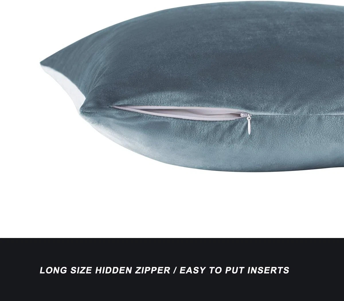 2 Pack 18x18 Velvet Pillow Covers, Stone Blue Couch Cushions