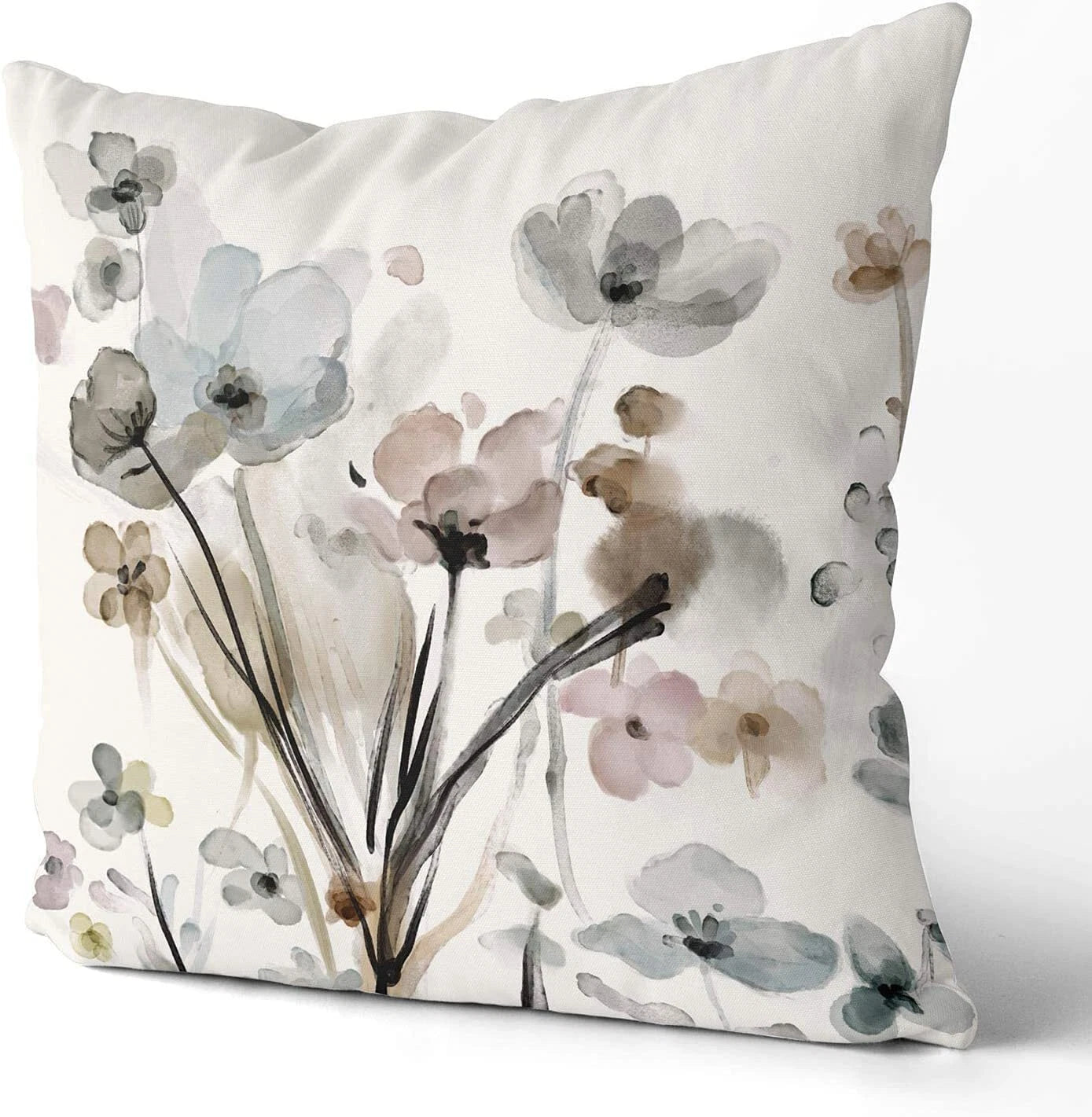 Set of 2 Modern Flowers Decorative Square Pillowcases for Sofa Couch Bedroom