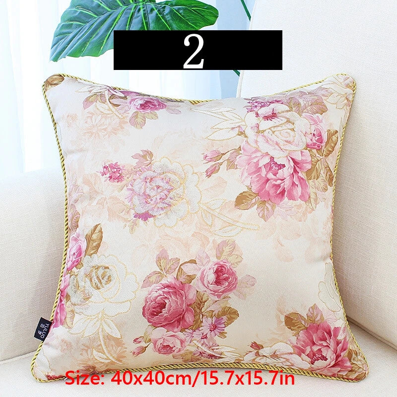 2X Chinese Satin Pillow Case Floral Cushion Covers Sofa Car Bed Home Decor Retro