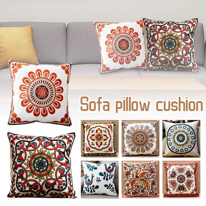 Boho Cushion Cover Bohemian Throw Pillow Case Ethnic Sofa Bed Embroidery NEW