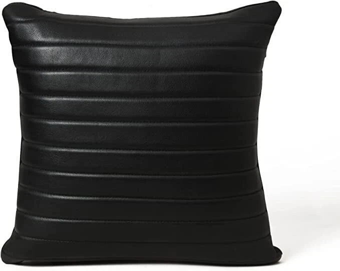 MOUSM Leather Parallel Lines Throw Pillow Covers Cushion for Sofa Couch 18x18"