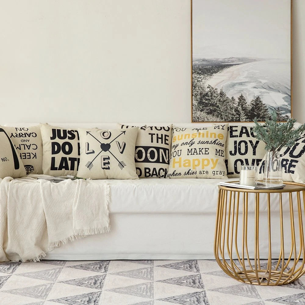 Sweet Home Cotton Linen Decorative  Cushion Cover Pillowcase for Sofa Bed Car