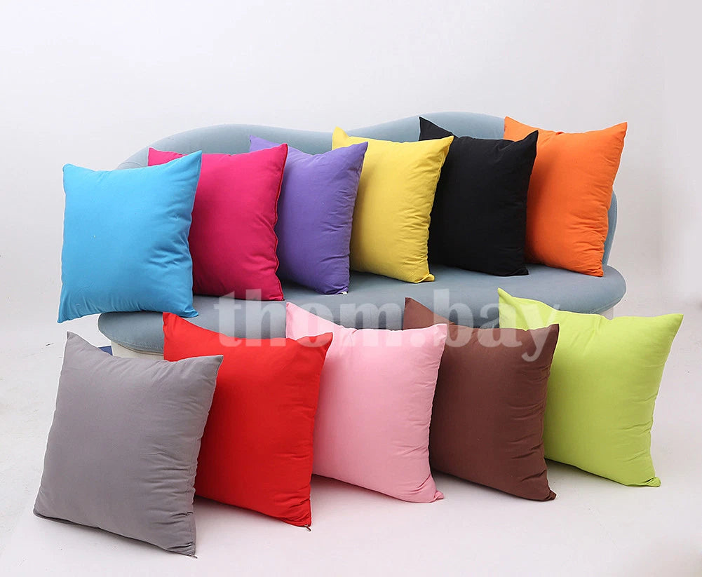 Plain Fluffy Classic Comfy Cushion Cover Cotton Linen Throw Pillow Case Bed Sofa