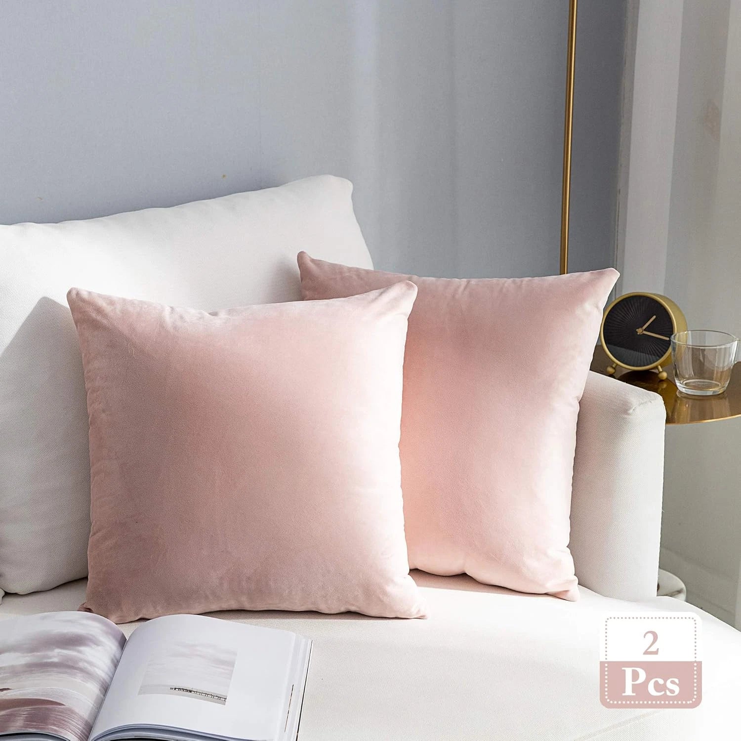 Super Soft Decorative Velvet Cushion Covers for Sofa Couch Bed, 20 X 20 Inch (50