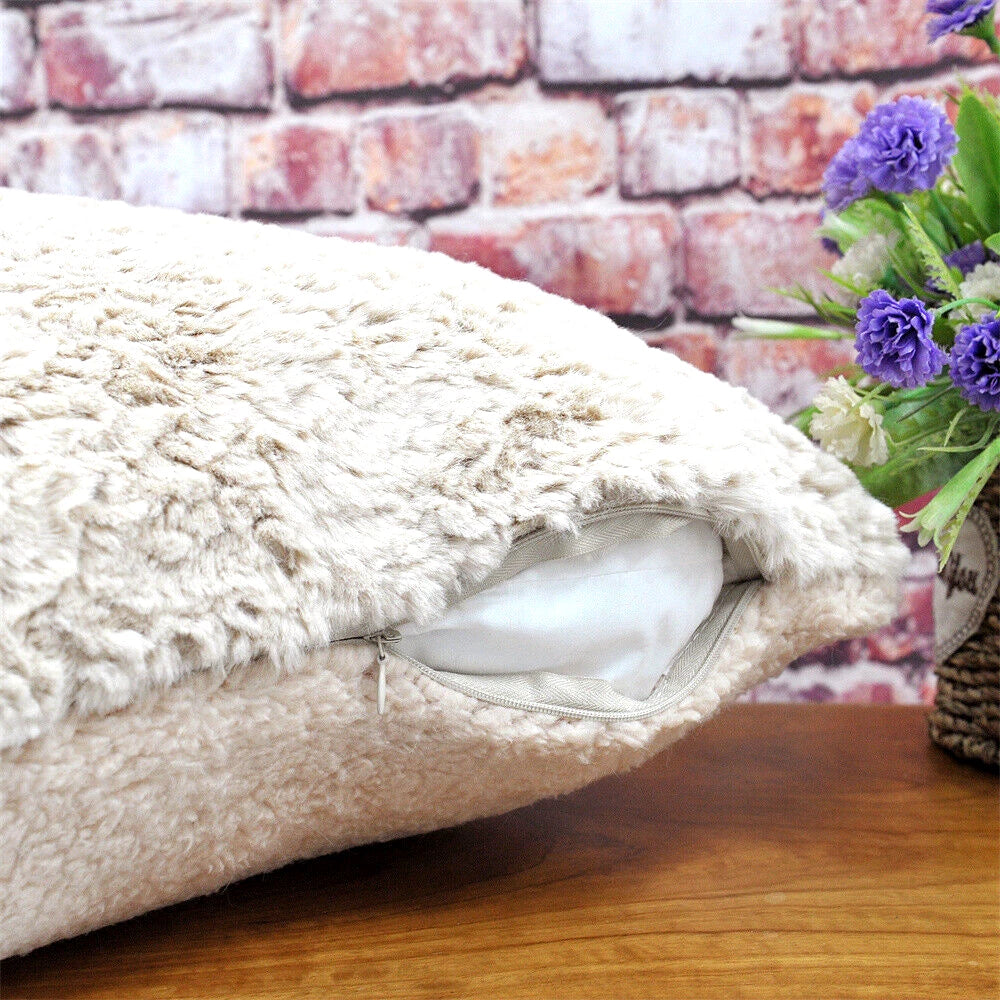 Throw Pillow Covers Rabbit Faux Fur Warm Square Cushion Cases for Sofa Couch Bed