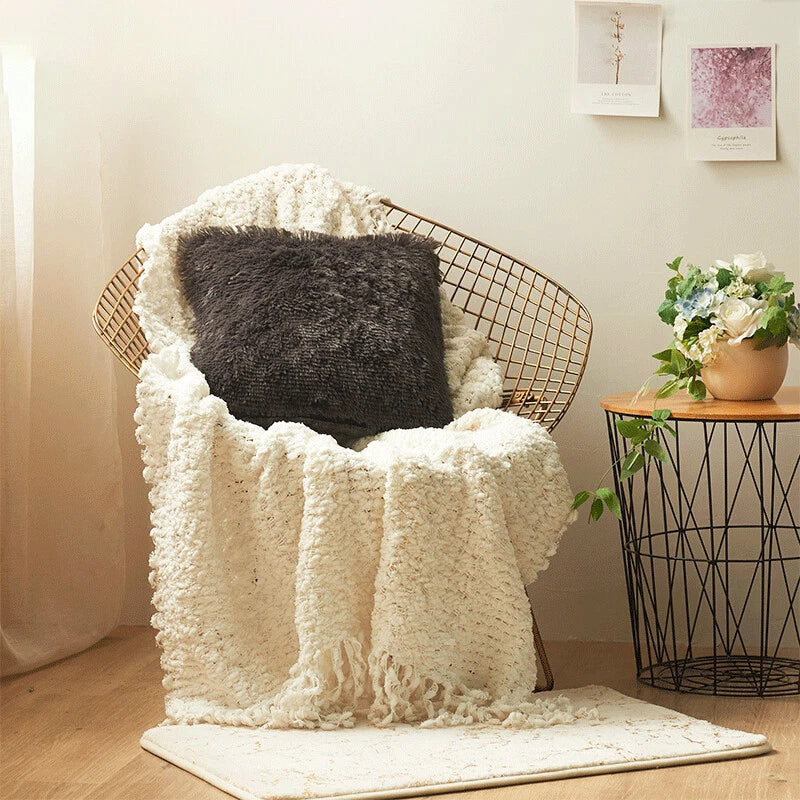 Fluffy Faux Fur Shaggy Pillow Case Plush Cushion Cover Sofa Bed Home Decor 17"