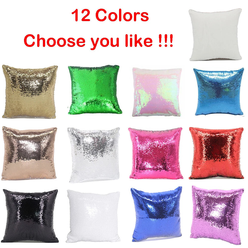 New Sublimation Blank Reversible Sequin Magic Pillowcase Home Sofa Car Decor