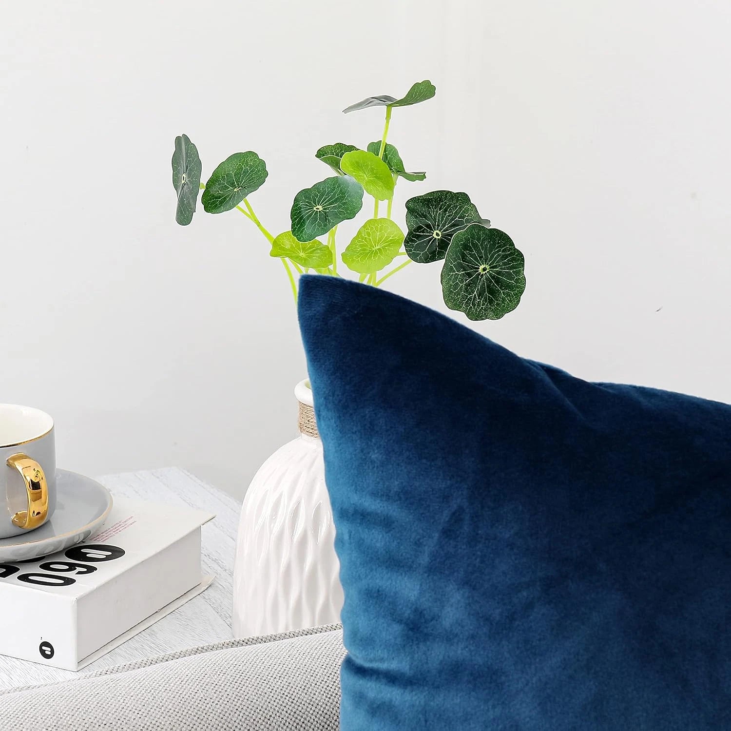 Velvet Throw Pillow Covers Set of 2 for Couch and Outdoor, 18x18 Inch, Blue