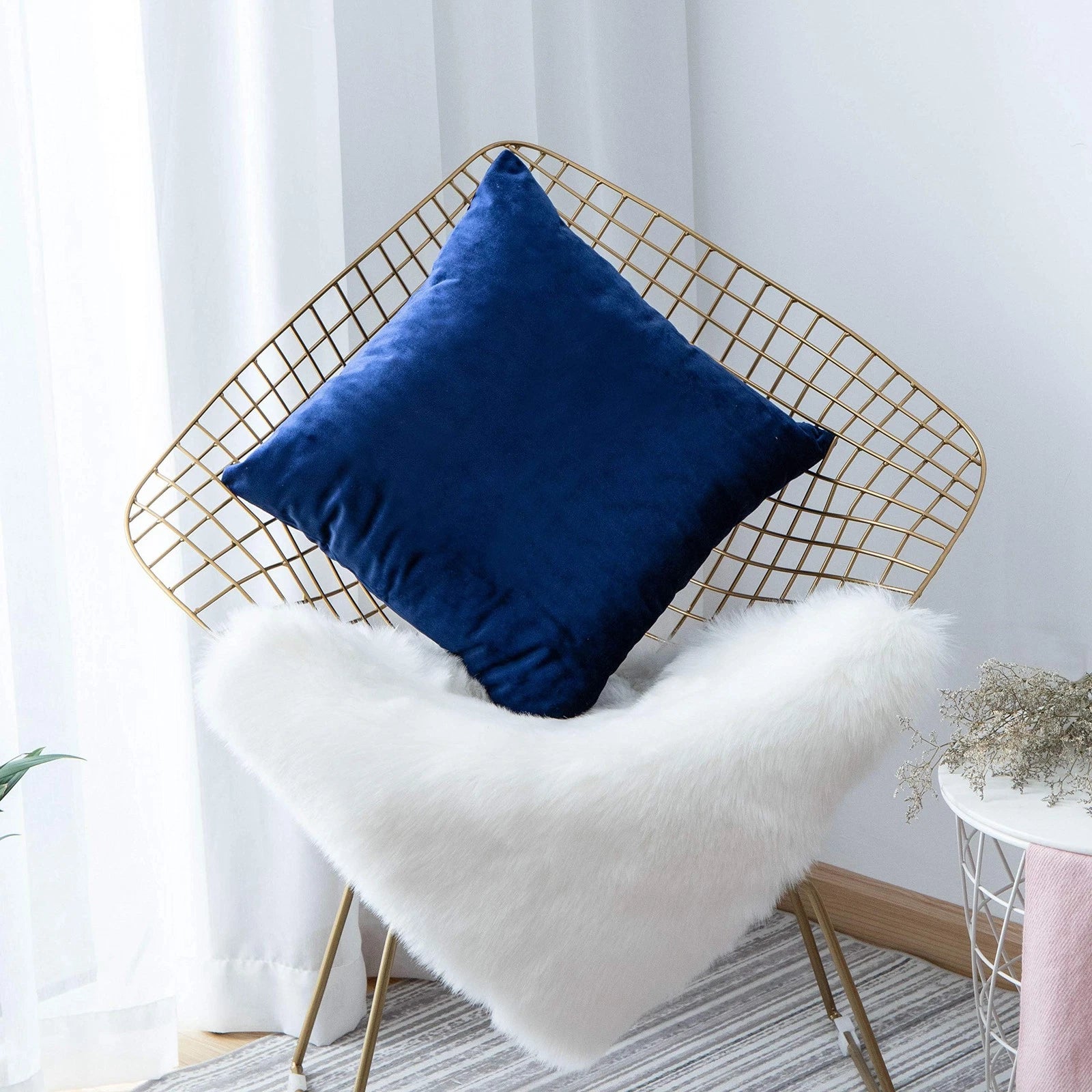 Royal Blue Pillow Covers Supersoft Square Decorative Pillow Cases for Couch V...