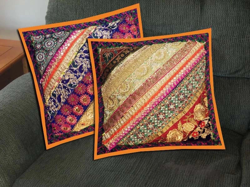 16"-2 Handmade Patchwork Home Sofa Pillow Cushion Covers Living Room Bed Covers