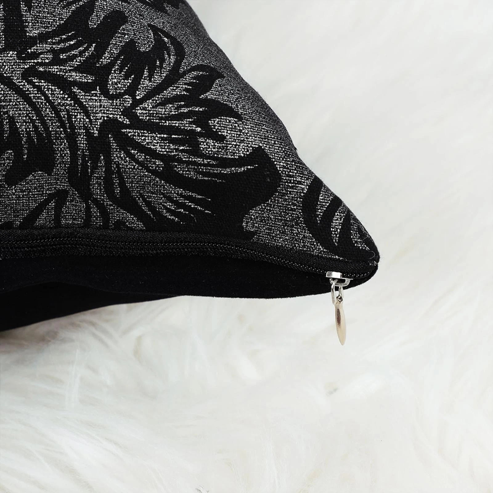 Soft Throw Pillow Case for Sofa Decorative Cushion Cover Room, Black & Silver