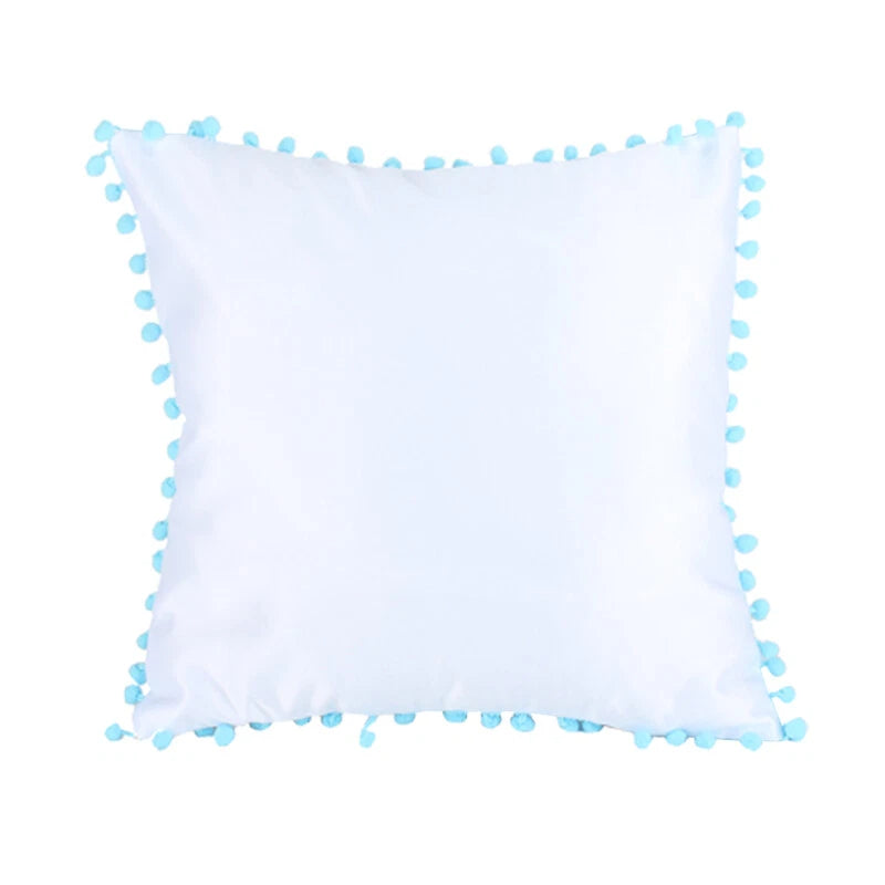 20pcs Sublimation Blank Pillow Case Soft Pom Ball Home Decor Sofa Cushion Cover