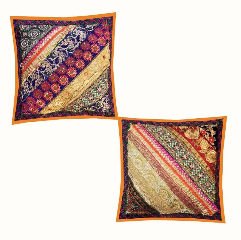 16"-2 Handmade Patchwork Home Sofa Pillow Cushion Covers Living Room Bed Covers