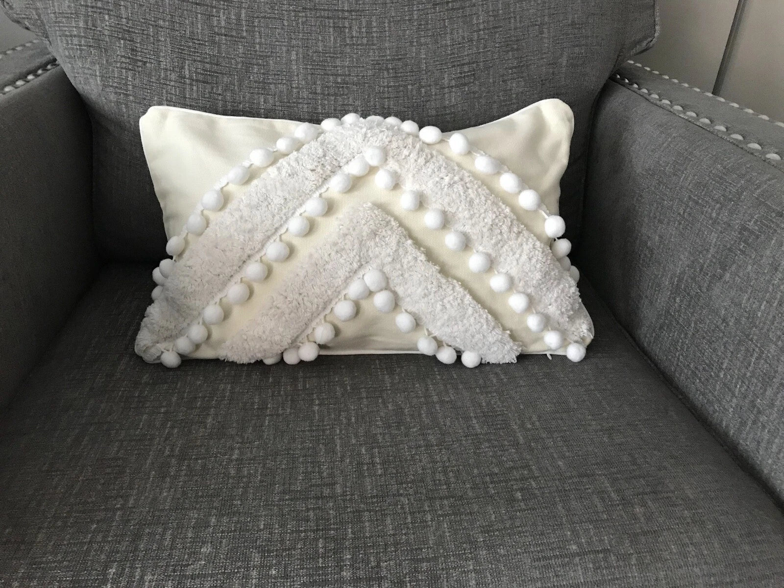 Pillow Cover 20" /12" Sofa Bed Ivory Case Embroidery Pillow Cushion Home Decor