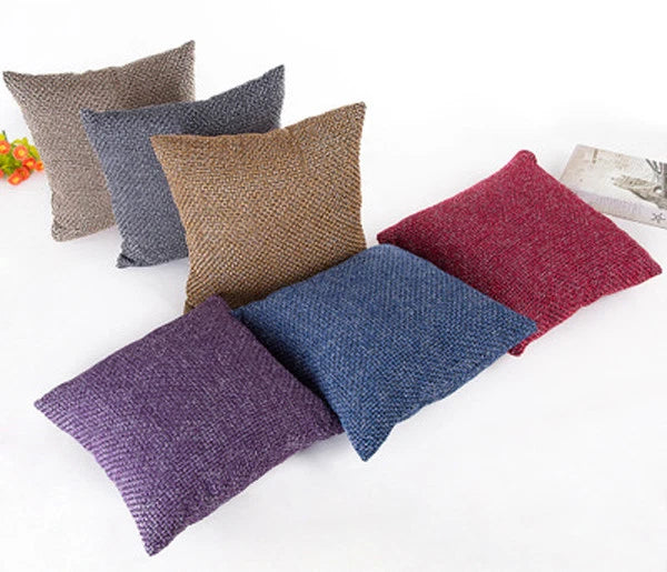 Plain Fluffy Classic Comfy Cushion Cover Cotton Linen Throw Pillow Case Bed Sofa
