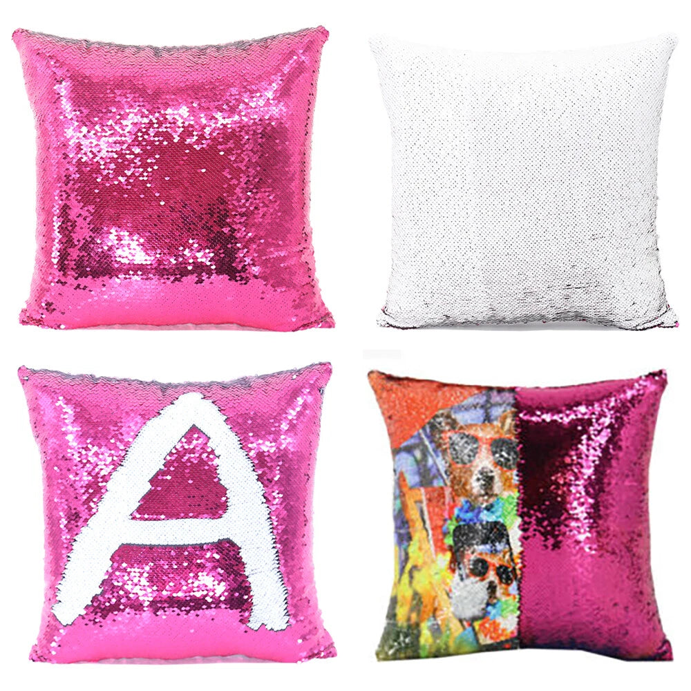 New Sublimation Blank Reversible Sequin Magic Pillowcase Home Sofa Car Decor