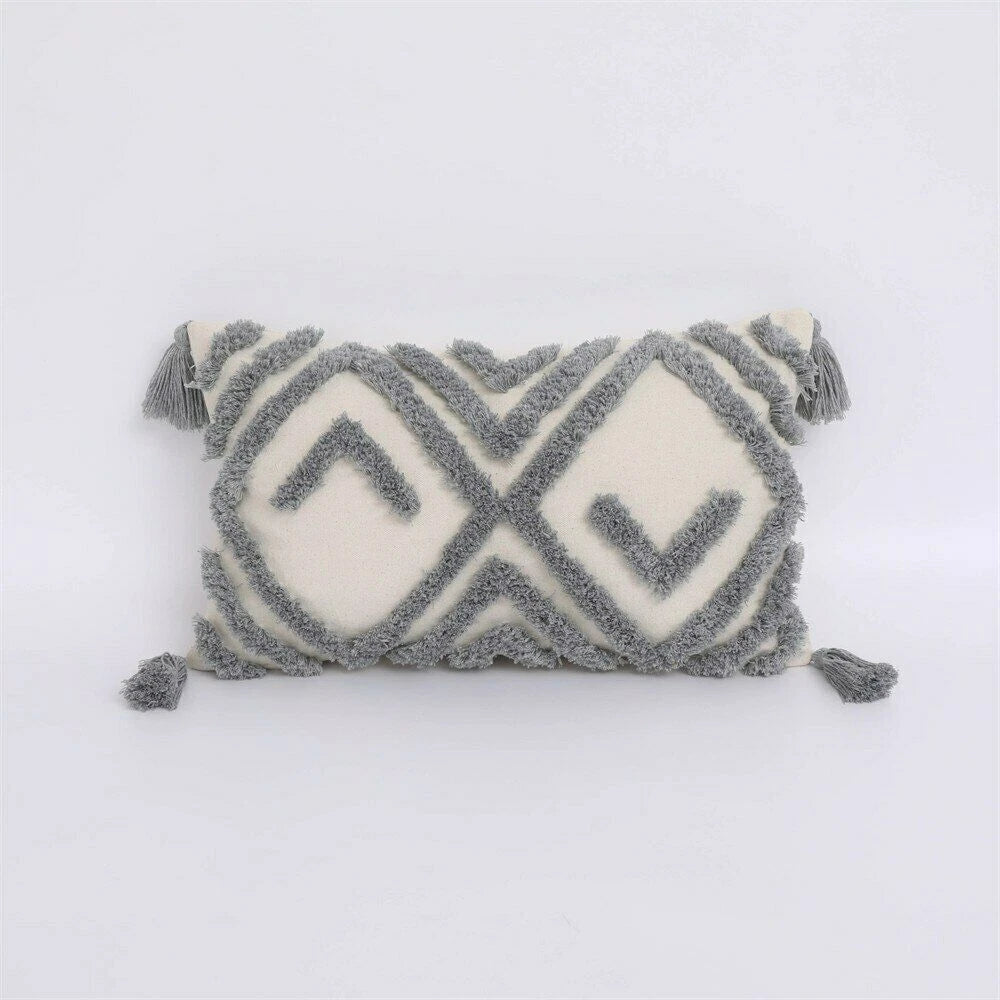 Cushion Cover Moroccan Tufted Tassel Throw Pillow Cover Macrame Pillow Case Sofa