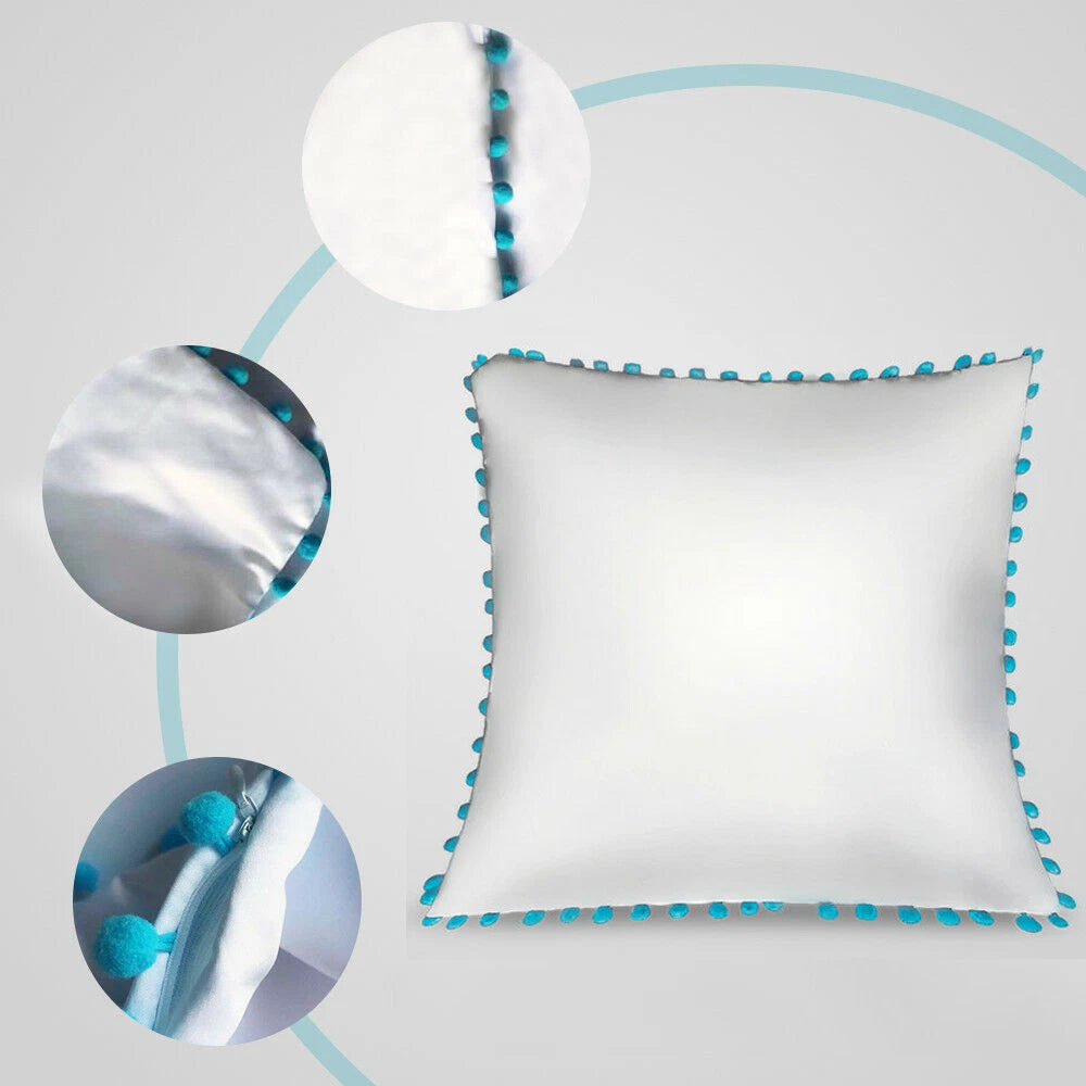 20pcs Sublimation Blank Pillow Case Soft Pom Ball Home Decor Sofa Cushion Cover