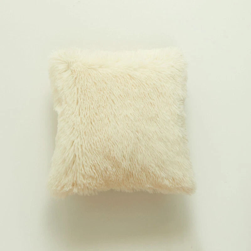 Fluffy Faux Fur Shaggy Pillow Case Plush Cushion Cover Sofa Bed Home Decor 17"