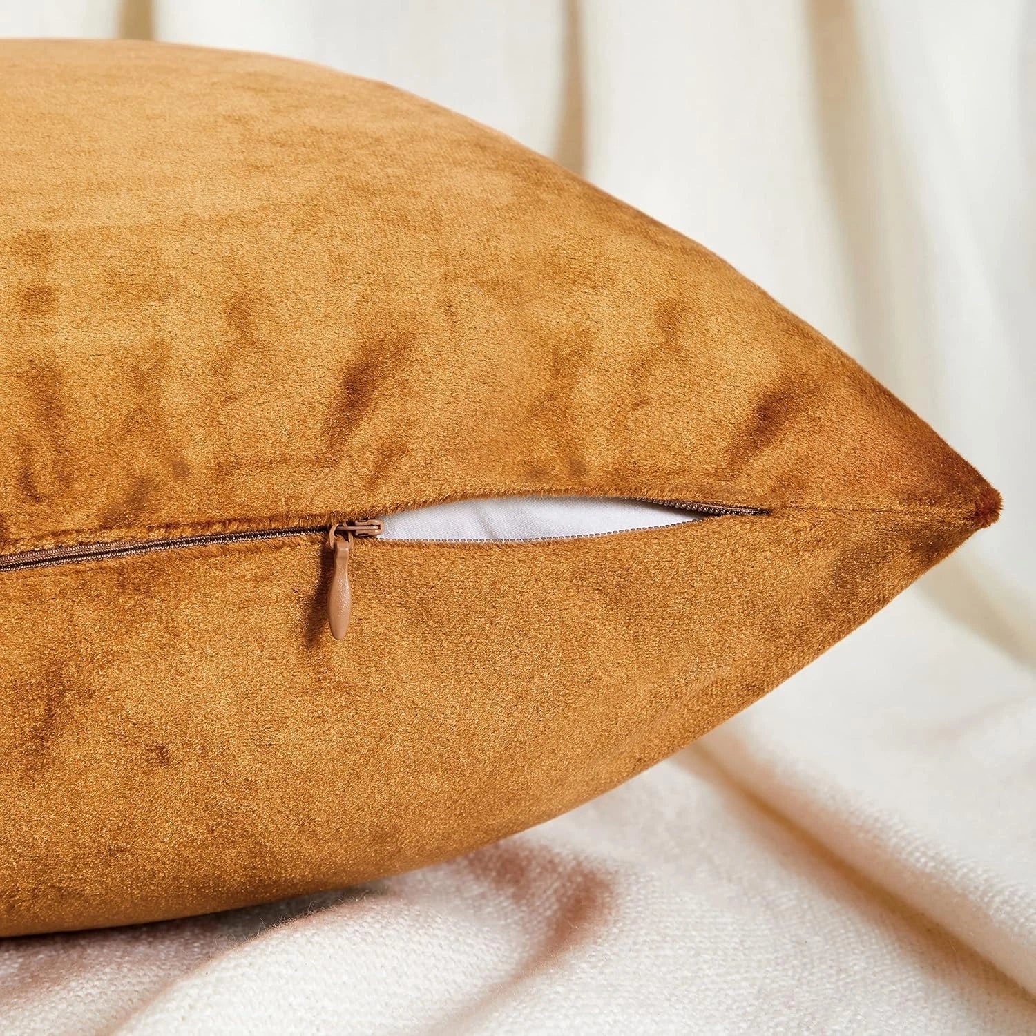 2 Pack Cinnamon Orange Velvet Pillow Covers for Sofa & Bed