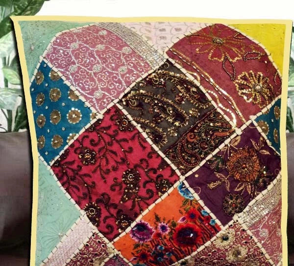 24" Patchwork Cotton Cushion Cover Decorative Throw Pillow Cover For Sofa/Bed