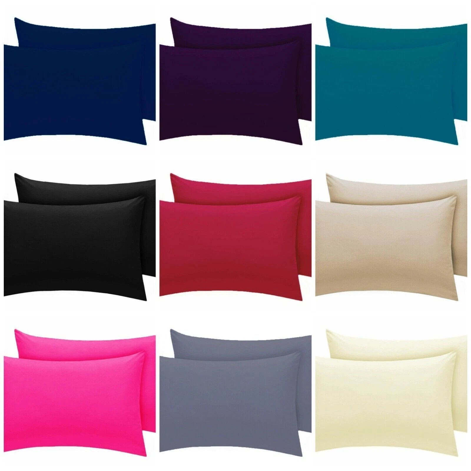 2 Pack Housewife Bed Pillow Case Plain Percale Sofa Cushion Cover Standard Size