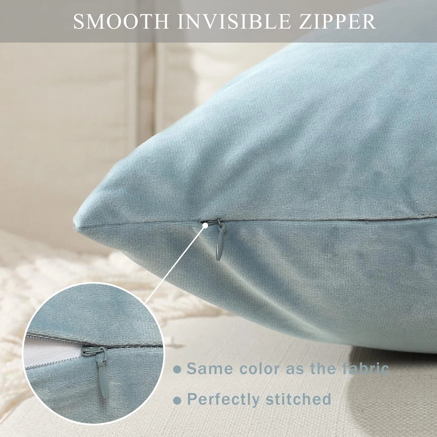 Super Soft Velvet Square Throw Pillow Covers for Bed Couch Sofa Bench, 18 X 18