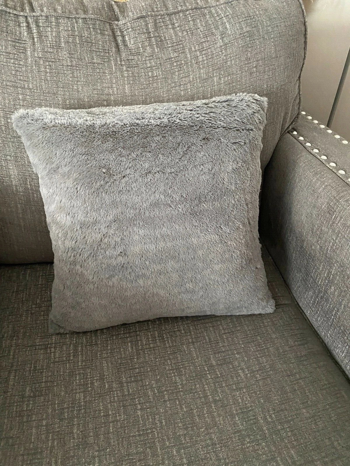 Pillow Cover 18"/18" Sofa Bed Gray Case Faux Fur Pillow Cushion Home Decor Gift